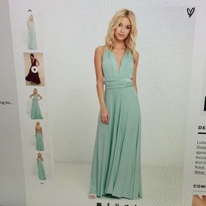 Lulu’s “tricks of the trade light sage maxi dress”